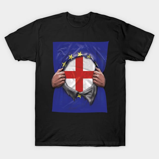 England Flag European Union Flag Ripped Open - Gift for European Union From England T-Shirt by Country Flags